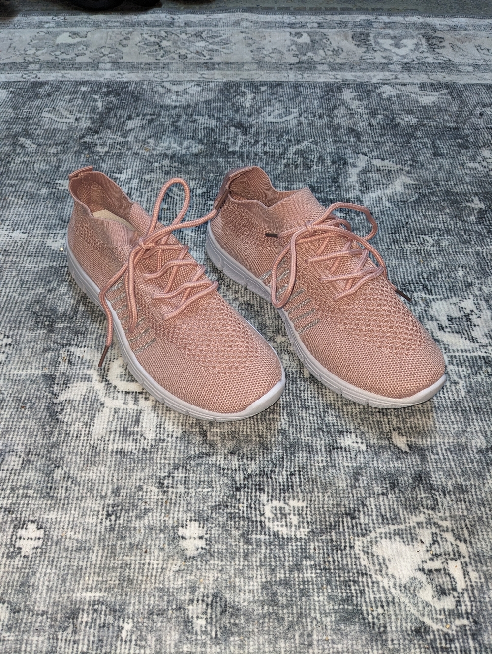 Women's Lightweight Knit Lace-Up Sneakers - Blush Pink Size 38 US7